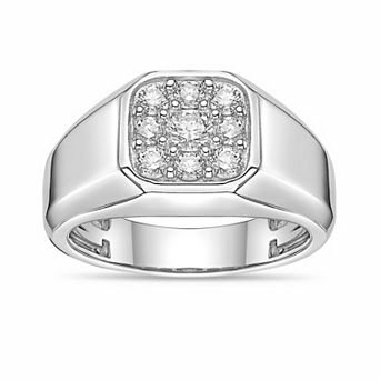 LYNX Men's Sterling Silver 3/4 Carat T.W. Lab-Grown Diamond Square Ring