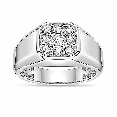 LYNX Men's Sterling Silver 3/4 Carat T.W. Lab-Grown Diamond Square