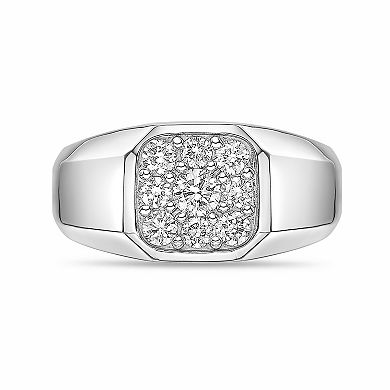 LYNX Men's Sterling Silver 3/4 Carat T.W. Lab-Grown Diamond Square Ring