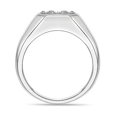 LYNX Men's Sterling Silver 3/4 Carat T.W. Lab-Grown Diamond Square Ring