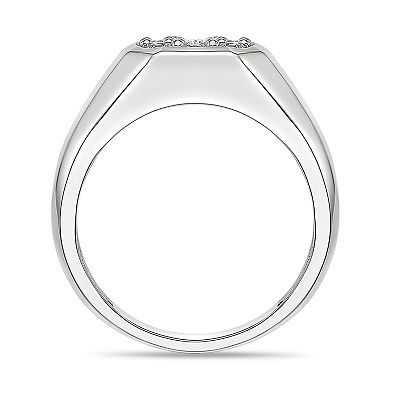 LYNX Men's Sterling Silver 3/4 Carat T.W. Lab-Grown Diamond Square