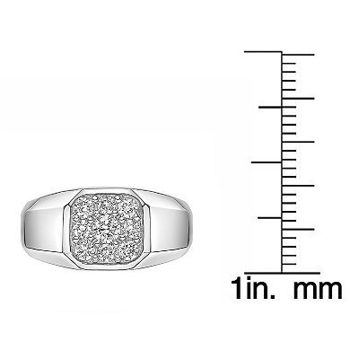 LYNX Men's Sterling Silver 3/4 Carat T.W. Lab-Grown Diamond Square Ring