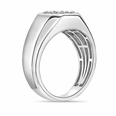 LYNX Men's Sterling Silver 3/4 Carat T.W. Lab-Grown Diamond Square