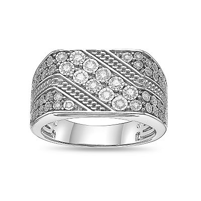 LYNX Men's Sterling Silver 1/2 Carat T.W. Lab-Grown Diamond Ring