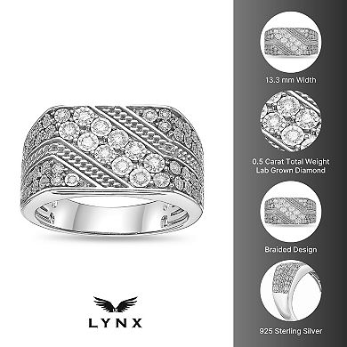 LYNX Men's Sterling Silver 1/2 Carat T.W. Lab-Grown Diamond Ring