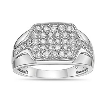 Men's LYNX Rhodium Over Sterling Silver Lab Created Diamond 1 Carat T.W. Ring