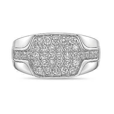 Men's LYNX Rhodium Over Sterling Silver Lab Created Diamond 1 Carat T.W. Ring