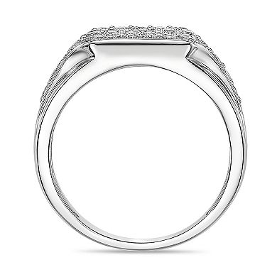 Men's LYNX Rhodium Over Sterling Silver Lab Created Diamond 1 Carat T.W. Ring