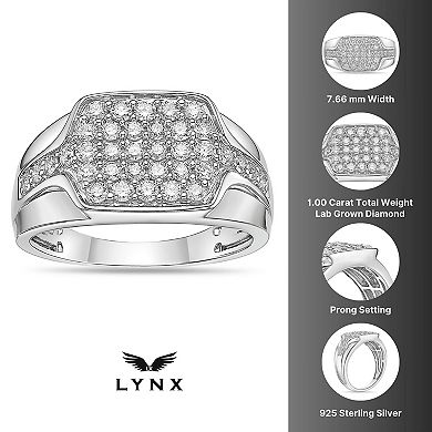 Men's LYNX Rhodium Over Sterling Silver Lab Created Diamond 1 Carat T.W. Ring