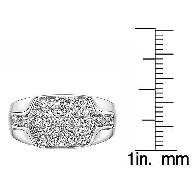 Men's LYNX Rhodium Over Sterling Silver Lab Created Diamond 1 Carat T.W. Ring