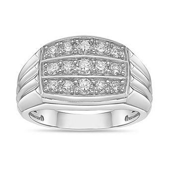 Men's LYNX Rhodium Over Sterling Silver Lab Created Diamond 1 Carat T.W. Ring