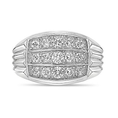 Men's LYNX Rhodium Over Sterling Silver Lab Created Diamond 1 Carat T.W. Ring