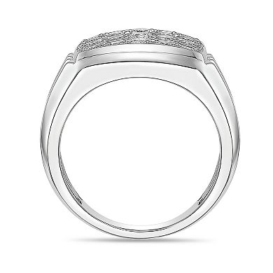 Men's LYNX Rhodium Over Sterling Silver Lab Created Diamond 1 Carat T.W. Ring