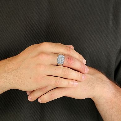 Men's LYNX Rhodium Over Sterling Silver Lab Created Diamond 1 Carat T.W. Ring