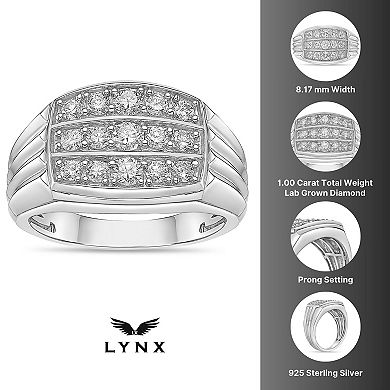 Men's LYNX Rhodium Over Sterling Silver Lab Created Diamond 1 Carat T.W. Ring
