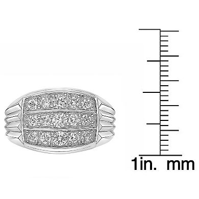 Men's LYNX Rhodium Over Sterling Silver Lab Created Diamond 1 Carat T.W. Ring