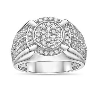 Men's LYNX Rhodium Over Sterling Silver Lab Created Diamond 1 Carat T.W. Ring