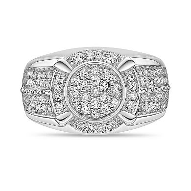 Men's LYNX Rhodium Over Sterling Silver Lab Created Diamond 1 Carat T.W. Ring