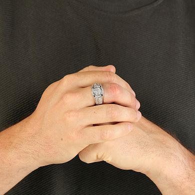 Men's LYNX Rhodium Over Sterling Silver Lab Created Diamond 1 Carat T.W. Ring