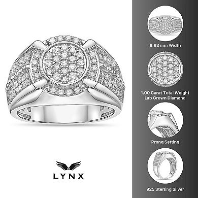 Men's LYNX Rhodium Over Sterling Silver Lab Created Diamond 1 Carat T.W. Ring
