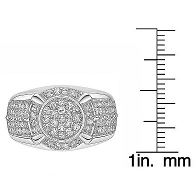 Men's LYNX Rhodium Over Sterling Silver Lab Created Diamond 1 Carat T.W. Ring
