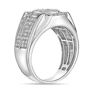 Men's LYNX Rhodium Over Sterling Silver Lab Created Diamond 1 Carat T.W. Ring