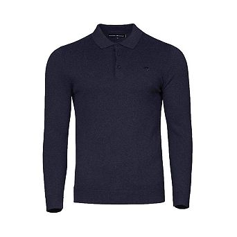Raging Bull Mens Knitted Long-Sleeved Polo Shirt