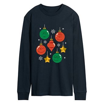 Men's Peanuts Christmas Ornaments Long Sleeve Graphic T-Shirt