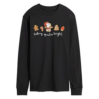 Men's Peanuts Snoopy Baking Spirits Bright Long Sleeve Graphic T-Shirt