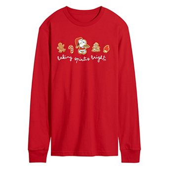 Men's Peanuts Snoopy Baking Spirits Bright Long Sleeve Graphic T-Shirt