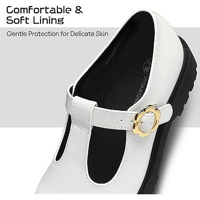 Girls Chunky Platform Loafers School Uniform Comfortable Flats