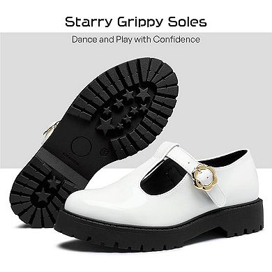 Girls Chunky Platform Loafers School Uniform Comfortable Flats