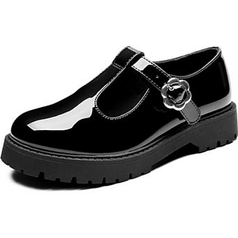 Girls Chunky Platform Loafers School Uniform Comfortable Flats
