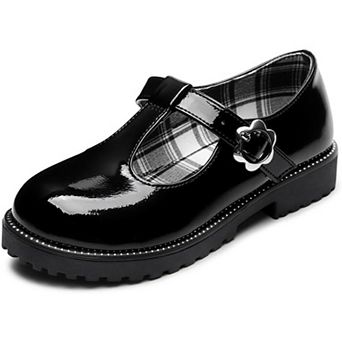 HOMEHOT Girls Mary Jane Dress Shoes with Metal Buckle Strap
