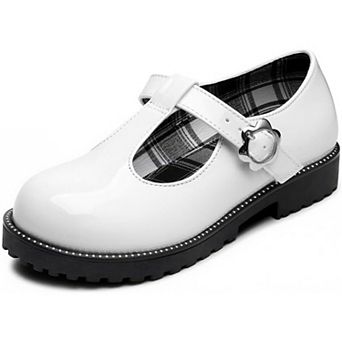 HOMEHOT Girls Mary Jane Dress Shoes with Metal Buckle Strap