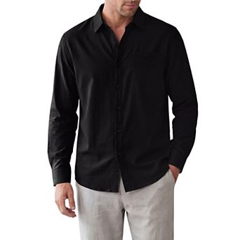 Men's Dress Shirt Long Sleeve Button Down Chest Pocket Casual Business Shirt