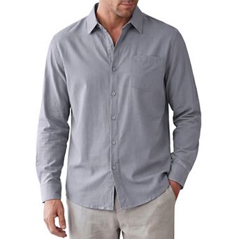 Men's Dress Shirt Long Sleeve Button Down Chest Pocket Casual Business Shirt