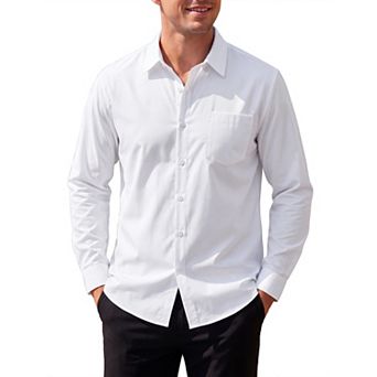Men's Dress Shirt Long Sleeve Button Down Chest Pocket Casual Business Shirt