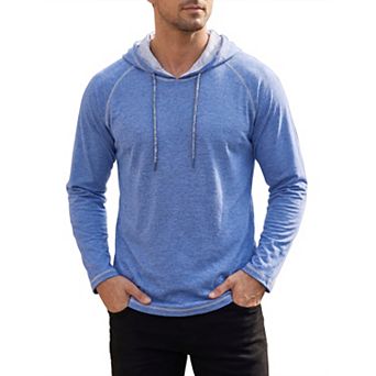 Men's Lightweight Gym Workout Active Long Sleeves Pullover Hooded T-Shirts