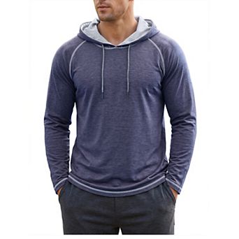Men's Lightweight Gym Workout Active Long Sleeves Pullover Hooded T-Shirts