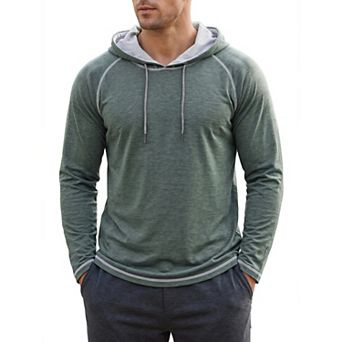 Men's Lightweight Gym Workout Active Long Sleeves Pullover Hooded T-Shirts