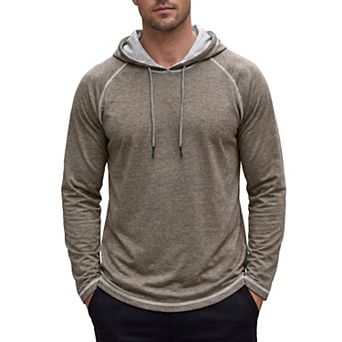 Men's Lightweight Gym Workout Active Long Sleeves Pullover Hooded T-Shirts