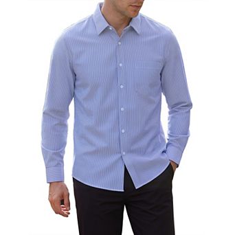Men's Pinstripe Shirt Long Sleeve Button Down Casual Dress Shirts with Pocket