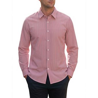 Men's Pinstripe Shirt Long Sleeve Button Down Casual Dress Shirts with Pocket