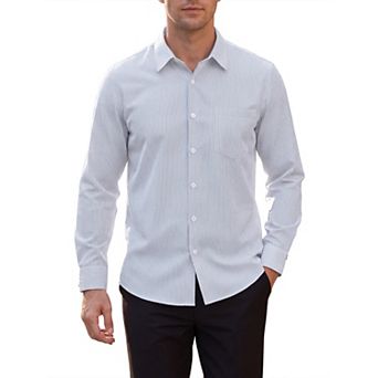 Men's Pinstripe Shirt Long Sleeve Button Down Casual Dress Shirts with Pocket