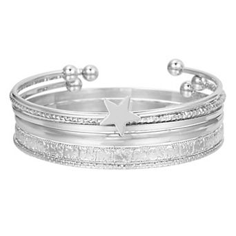 Layered Textured Bangle Set