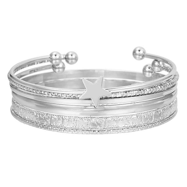 Layered Textured Bangle Set