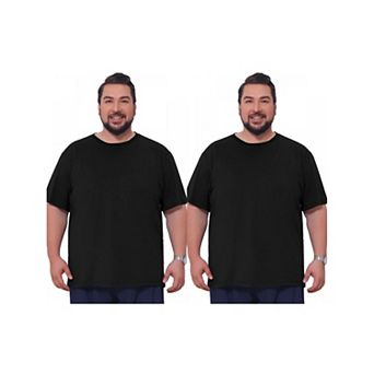 2 Packs Men's Big & Tall Crew Neck T-Shirts Short Sleeves Plain Casual T-Shirt