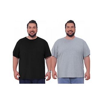 2 Packs Men's Big & Tall Crew Neck T-Shirts Short Sleeves Plain Casual T-Shirt