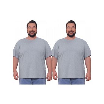 2 Packs Men's Big & Tall Crew Neck T-Shirts Short Sleeves Plain Casual T-Shirt